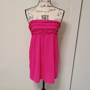 Pink Strapless Swim Cover Up Dress